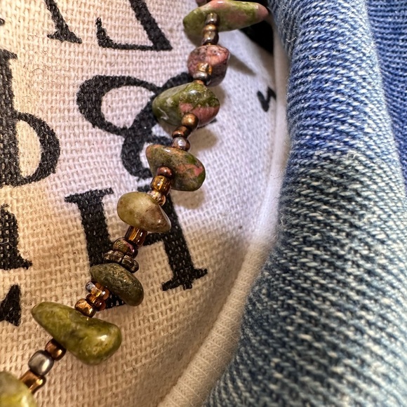 Unakite statement beaded handmade necklace - Picture 2 of 11